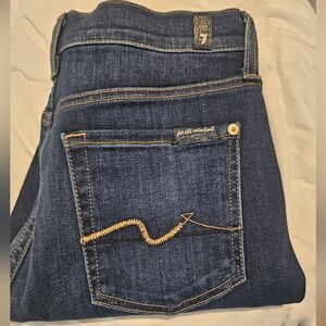 7 For All Mankind Women's Dark Indigo Straight Leg Jeans